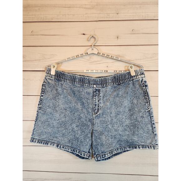 Terra & Sky‎ Womens Jean Shorts High Rise Blue Plus Sz 3X 24W-26W  Elastic Waist - Picture 1 of 6